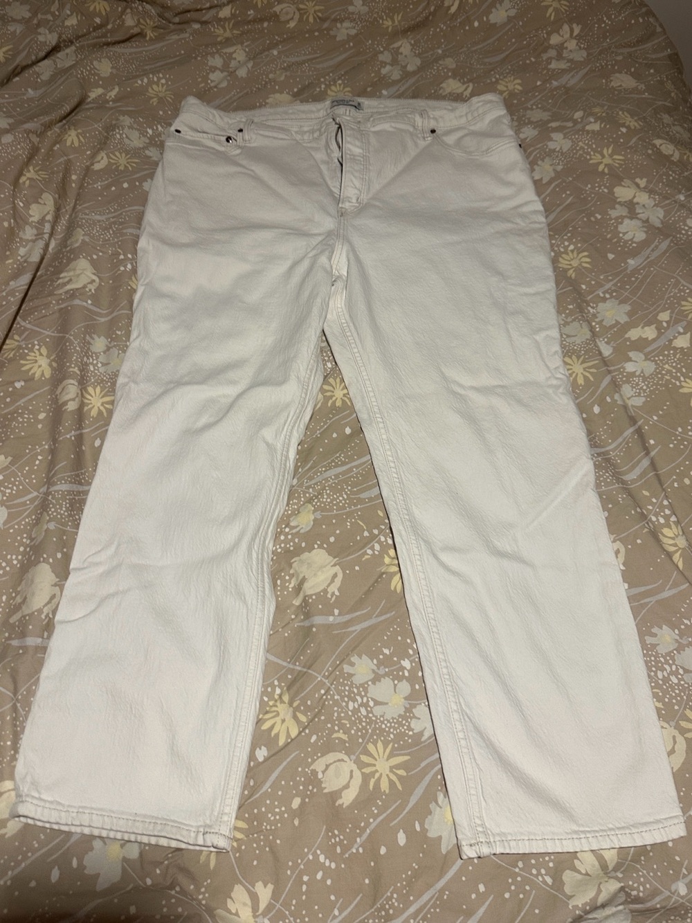Abercrombie & Fitch Ecru Straight-Leg Jeans 36 Long